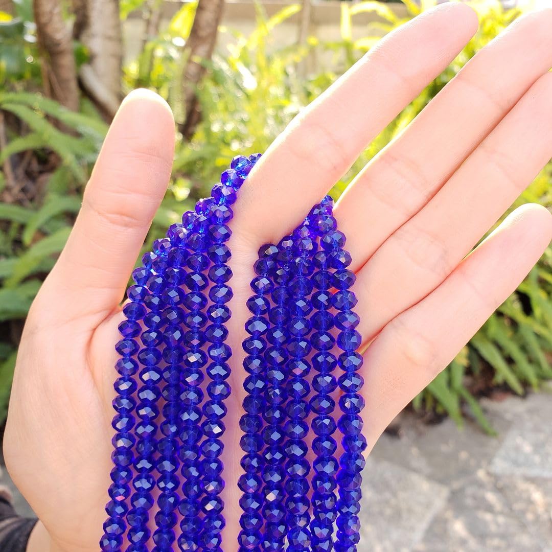 1000pcs Czech Faceted Rondelle Crystal Glass Loose Beads 6mm Spacer Bulk Cobalt Blue for DIY Craft Jewelry Making CCR625