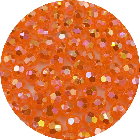 Pinhoollgo 200pcs 10mm Acrylic Faceted Round Beads AB Colors Glossy Acrylic Beads Round Spacer Beads with Hole for DIY Bracelet Necklace Jewelry Making Supplies Handmade Craft(Dark Orange AB)