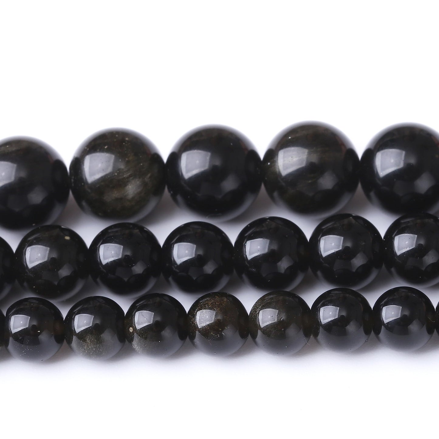 32PCS 12MM Natural Black Golden Obsidian Stone Beads Energy Healing Beads for DIY Jewelry Bracelet Necklace Making for Jewelry Making15Inch