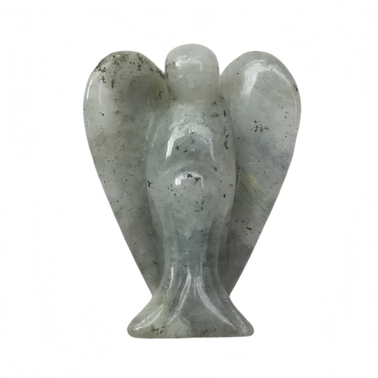 Afucats Natural Moonstone Healing Guardian Angel Indoor Decorative Stone,1.5 Inches Carving Pocket Palm Statue,Gift for Her Christmas Décor