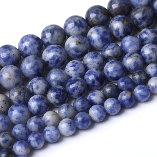 36PCS 10MM Natural Sodalite Beads Round Loose Stone Beads for Jewelry Making DIY Energy Stone Healing Power Bracelet 15"