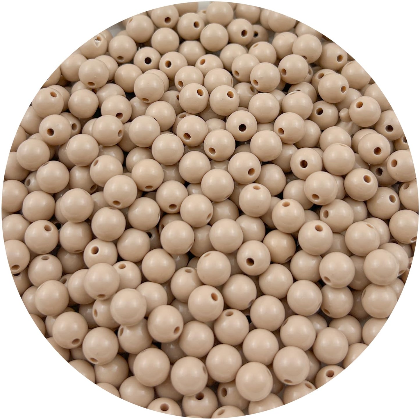 Mulutoo 200Pieces 10MM Acrylic Round Beads Round Acrylic Balls Chunky Beads Smooth Spacer Plastic Pastel Beads Craft Beads for Necklace and Bracelet Making Crafting Supplies(199-light Brown)