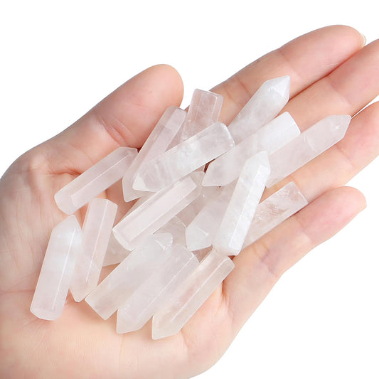 QINJIEJIE Clear Quartz 20 PCS Healing Crystals Stones Sets Wands Bulk Natural Pocket Crystal Towers Assorted Pointed Reiki Gemstones Polished Energy Meditation Chakra Gifts for Women Men