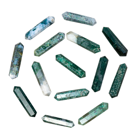 Amazing Gemstone Moss Agate Crystal Points Bulk Healing Crystals&Stones - Pack of 3 Double Terminated Healing W& Point Bulk Crystals for Crafts, Crystal Grid, DIY Work - Premium Crystals