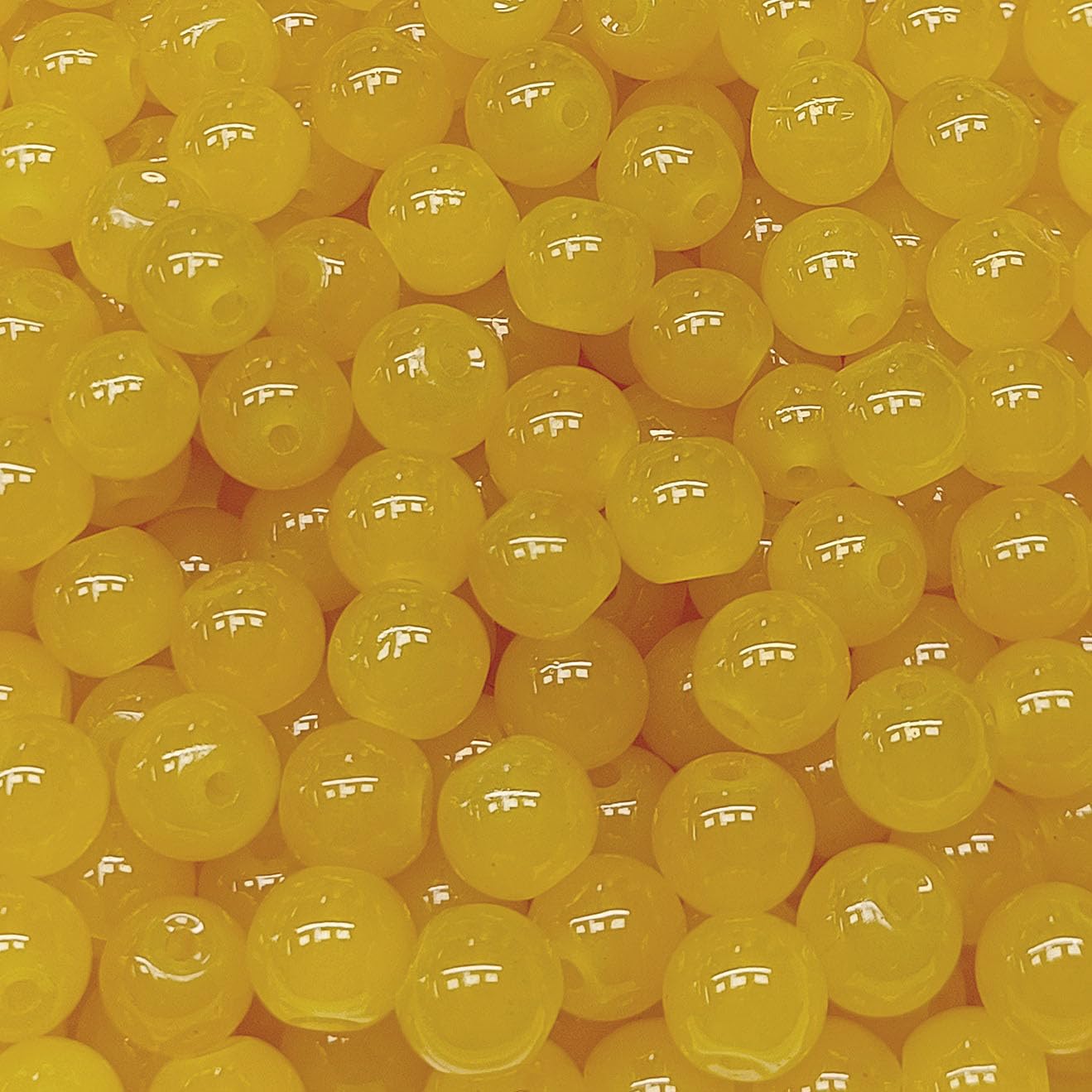 200PCS Glass Beads 8mm Glass Beads for Bracelets Necklaces Jewelry Making DIY Crafts (Pure Yellow)
