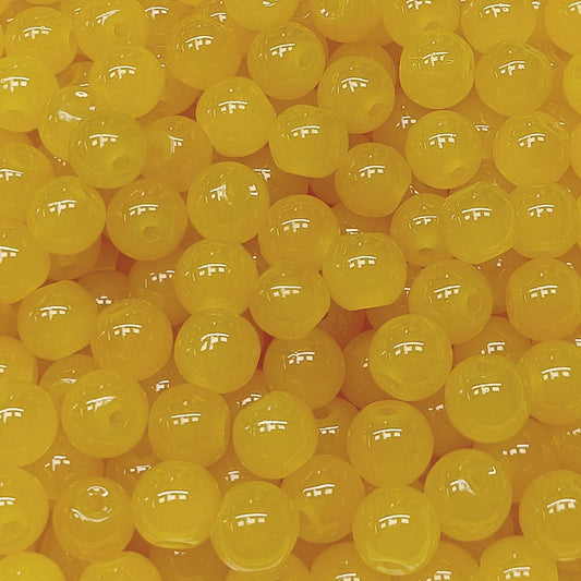 200PCS Glass Beads 8mm Glass Beads for Bracelets Necklaces Jewelry Making DIY Crafts (Pure Yellow)