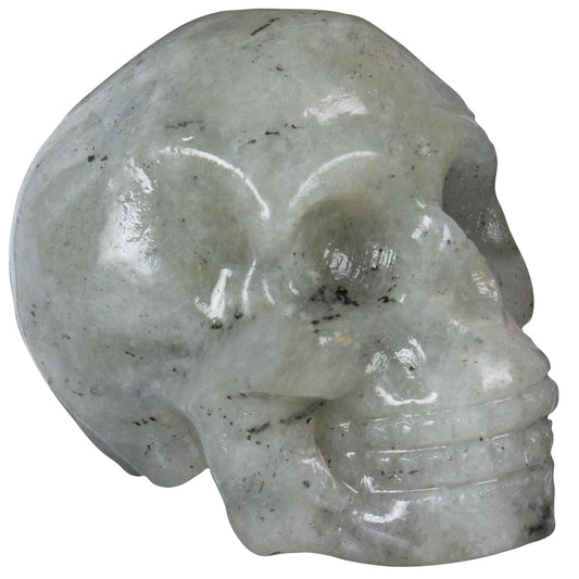Labradorite Crystal Skull, 1.4 Inch Miniature Hand Carved Reiki Healing Pocket Stone, Small Collectible Skull Figurine for Altar Home Office Decor, Crystal Statue Meditation Gift for Men Women