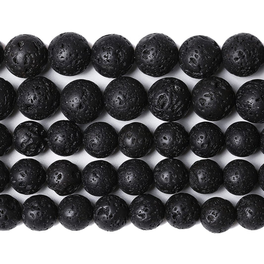 6mm 60pcs Natural Stone Black Volcanic Lava Chakra Spacer Loose Beads for Jewelry Making DIY Bracelet