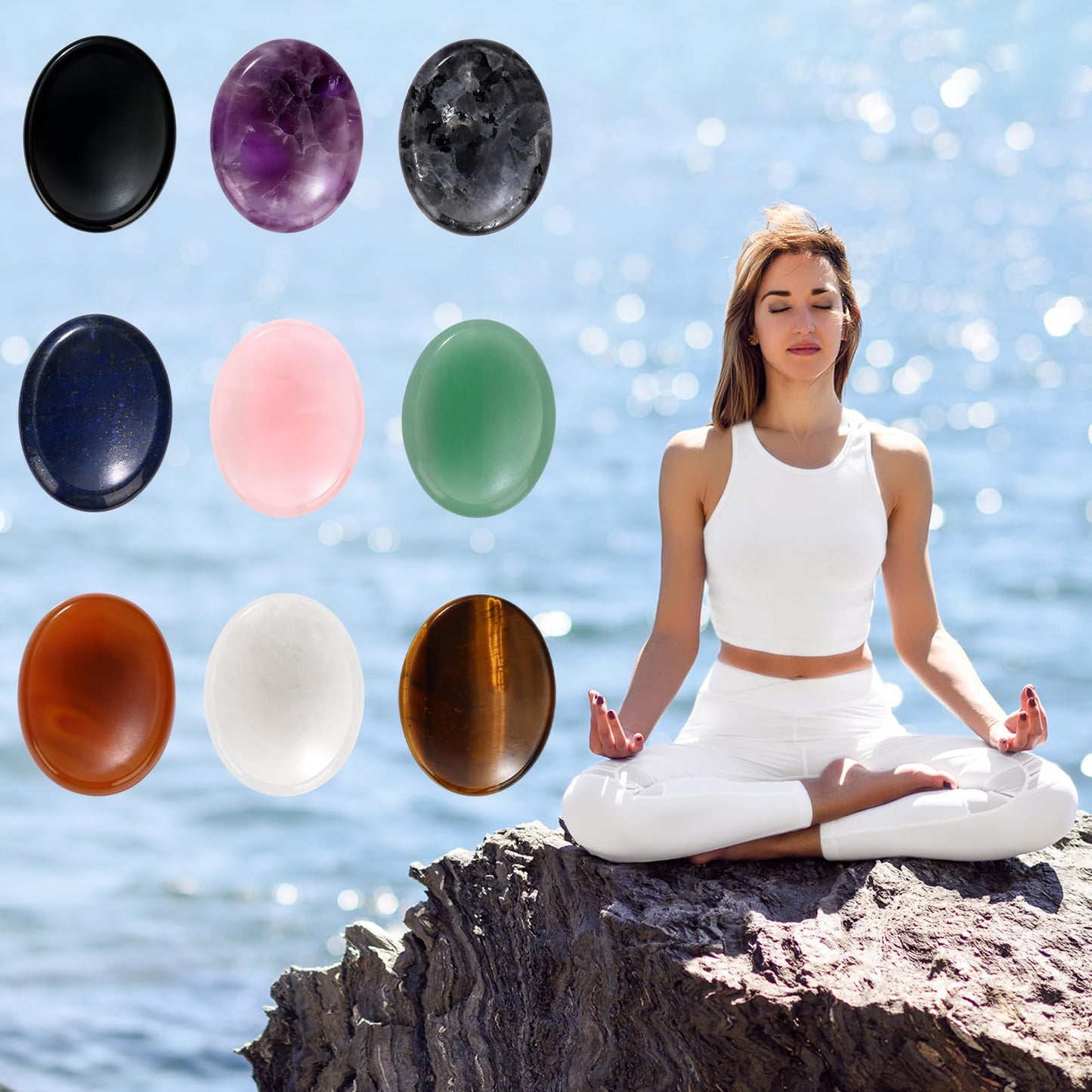 GolbalJew Carnelian Thumb Worry Stone for Anxiety Healing Crystals Sets, Hand Carved Crystals and Healing Stones, Meditation Crystal Reiki Natural Relax Palm Stone for Anxiety Therapy Relief