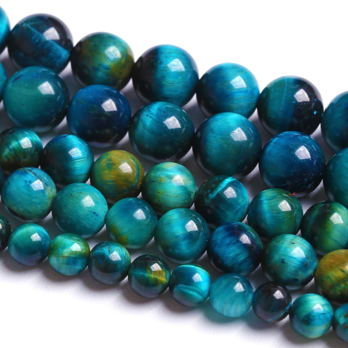 12mm 32PCS Peacock Blue Tiger Eye Stone Beads Natural Crystal Spacer Loose Beads for Jewelry Making DIY Bracelet Semi Precious 1 Strand 15 inches