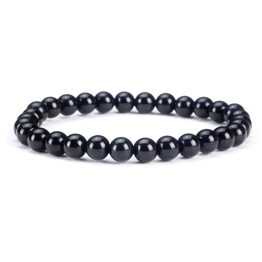 Cherry Tree Collection - Small, Medium, Large Sizes - Gemstone Beaded Bracelets For Women and Men - 6mm Round Beads (Black Tourmaline - Medium)