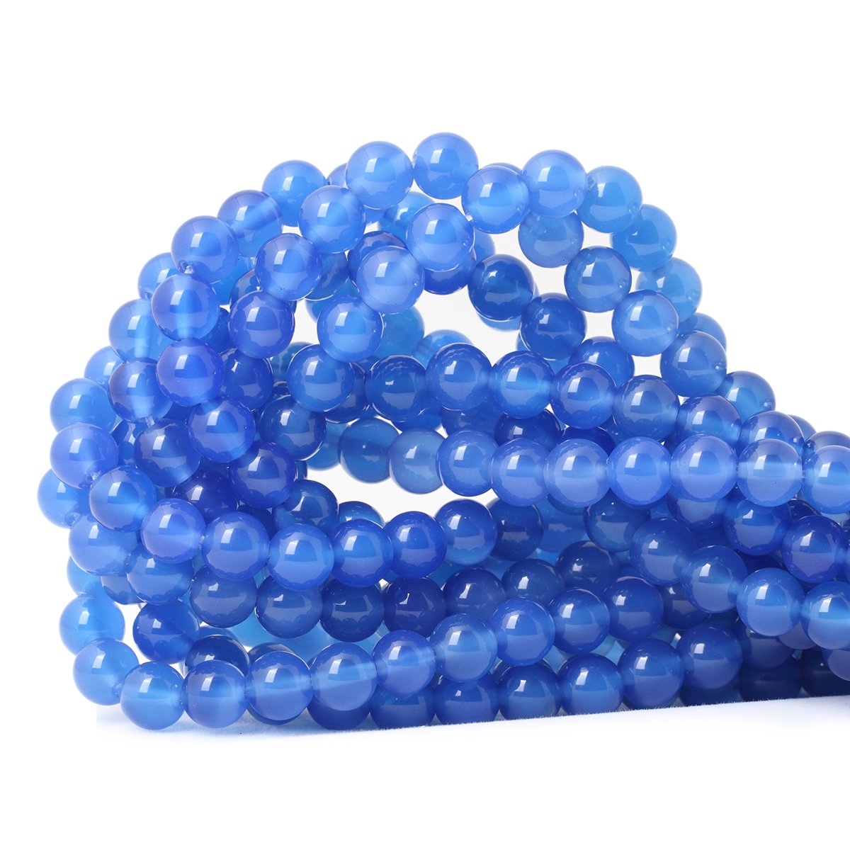 CHEAVIAN 45PCS 8mm Smooth Surface Blue Agate Round Loose Beads Energy Stone for Jewelry Making 1 Strand 15"