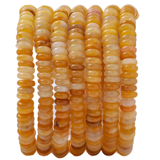 Natural Yellow Jade Disk Stone Spacer Beads 6x2mm 38cm/str Flat Rondelle Loose Semi Gemstone Caps for Making Bracelets Necklace