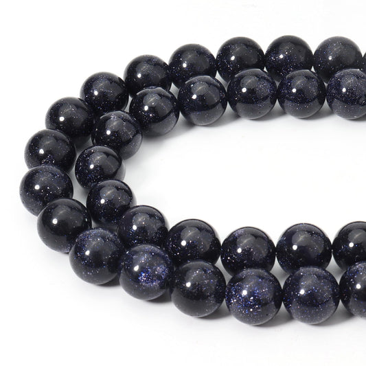 Siomia 45pcs 8mm Natural Blue Sandstone Gemstone Beads Energy Healing Crystal Round Loose Stone Beads for Jewelry Making, DIY Bracelets Necklaces