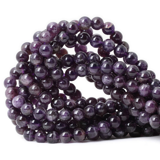 CHEAVIAN 45PCS 8mm Natural Amethyst Gemstone Round Loose Beads Crystal Energy Stone Healing Power for Jewelry Making 1 Strand 15"