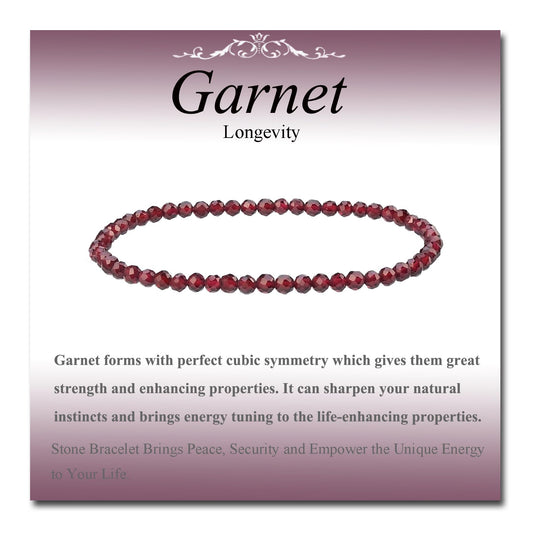 MASSIVE BEADS Natural Genuine Gemstone Beads Healing Crystal Chakra Reiki Jewelry Faceted Round Beads Bracelets (Garnet, 3mm)