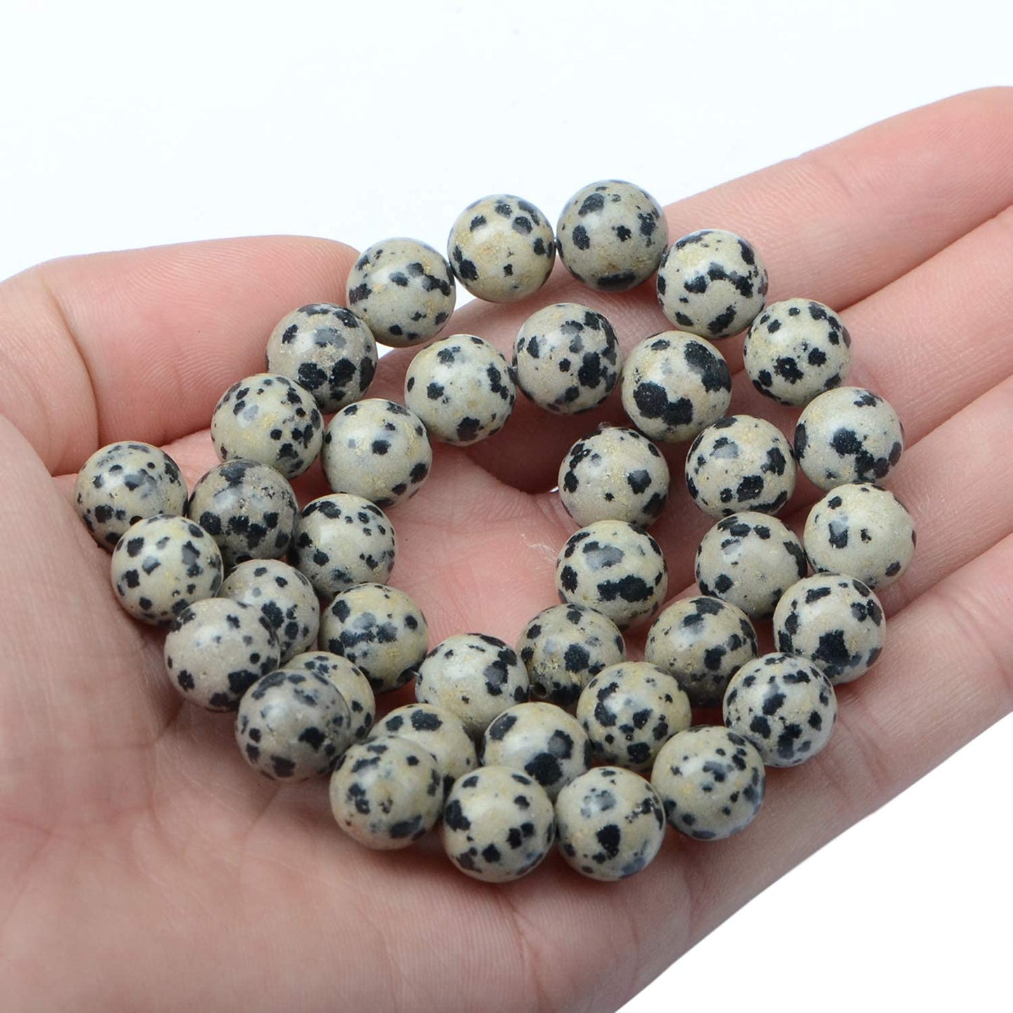 AD Beads Natural Gemstone Round Loose Beads 15" for Bracelet Necklace Earrings Jwelery Making Crafts DIY (10mm, Dalmation)