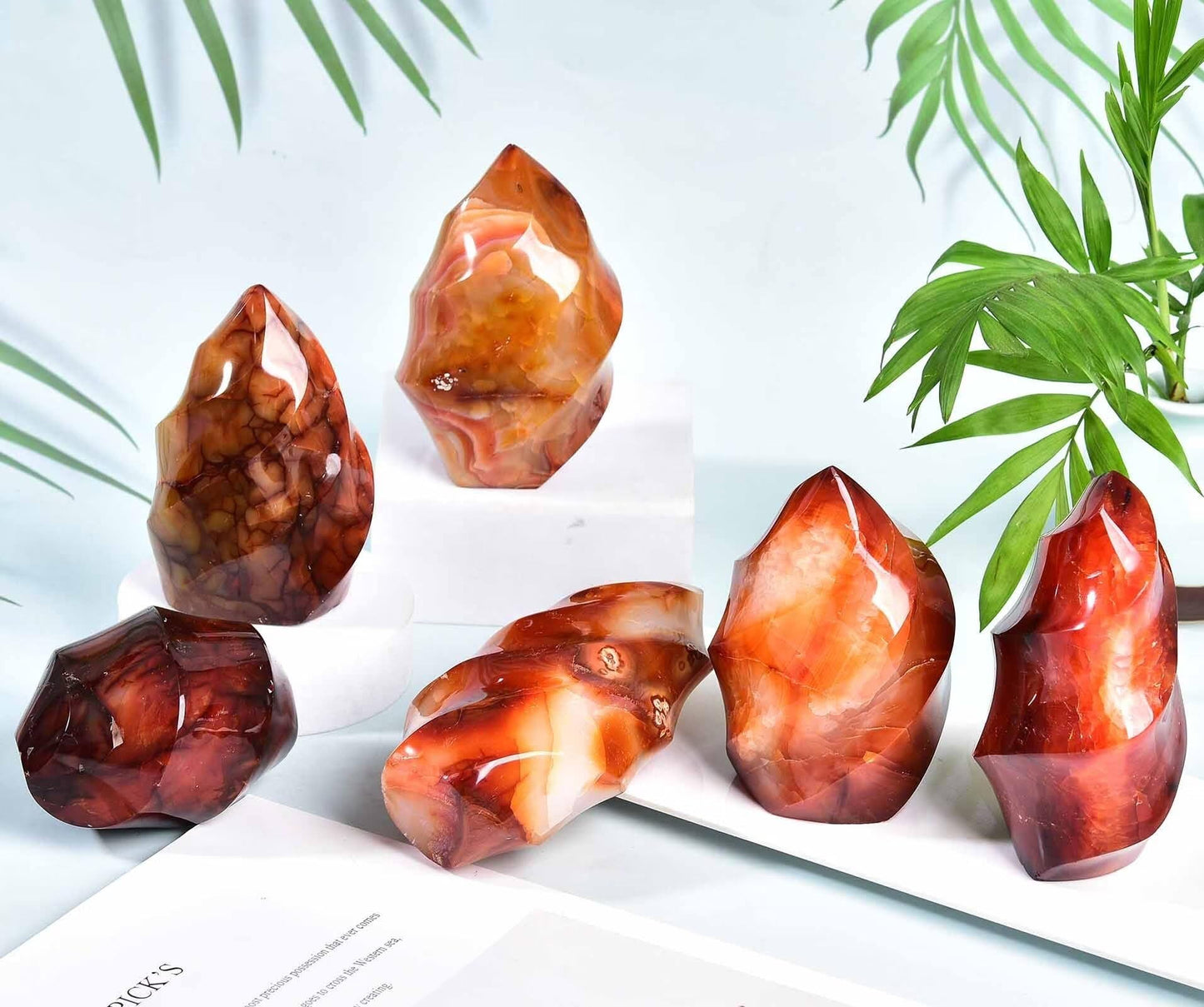 Red Agate Flame Shaped Stone Towers Obelisk Natural Healing Crystal Quartz Reiki Energy Decoration Home Office 1.0-1.5LBS