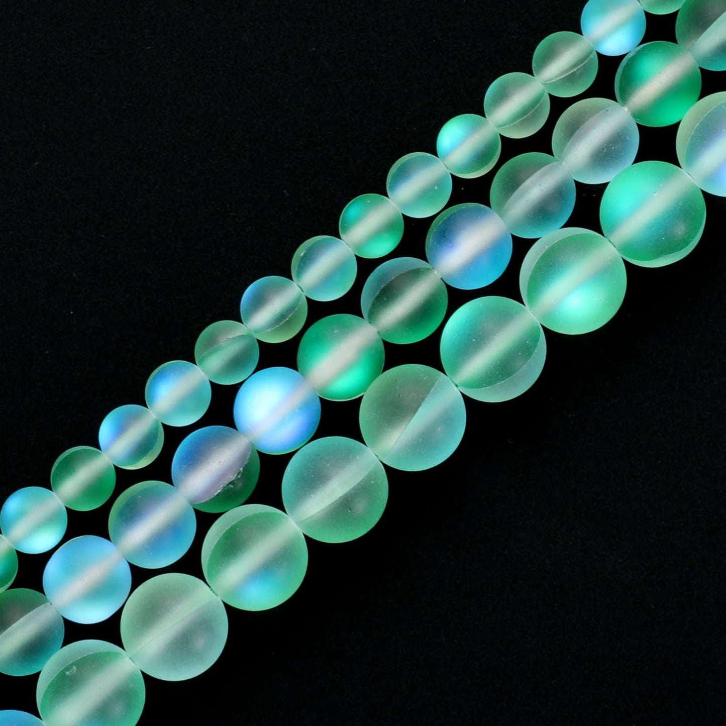 uxcell Matte Crystal Glass Beads 8mm Synthetic Frosted Shining Semi-Precious Round Loose Beads Synthetic Moonstone for Jewelry Making DIY Bracelet, Green