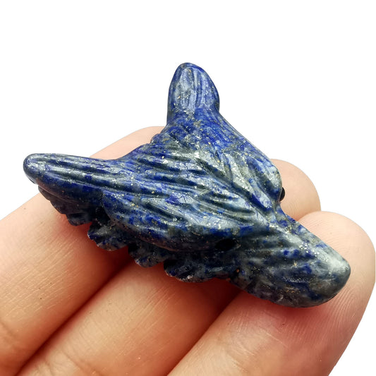 Bacatgem Natural Lapis Lazuli 1.37 inchs Wolf Head Pocket Crystals and Healing Stone Figurine,Haped DIY-Jewelry Pendant