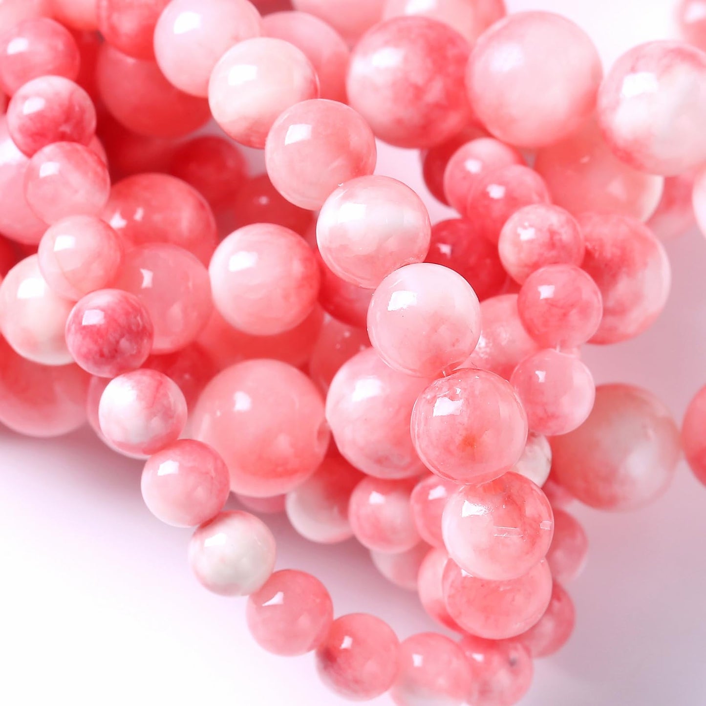 90PCS 8MM Pink Persian Jade Spacer Loose Beads for Jewelry Making DIY Bracelet Necklace 2 Strands