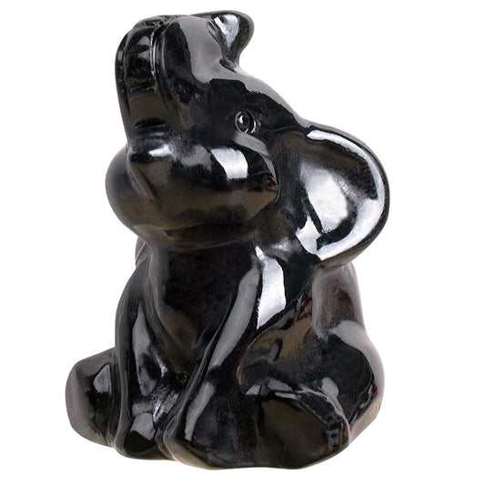 Hguxmcu Hand Carved Obsidian Gemstone Elephant Figurine Feng Shui Gift for Love Harmony Desk Accessories Gifts for Women Adorable Elephant Sculpture for Wealth Unique Spiritual Decor Home Decor