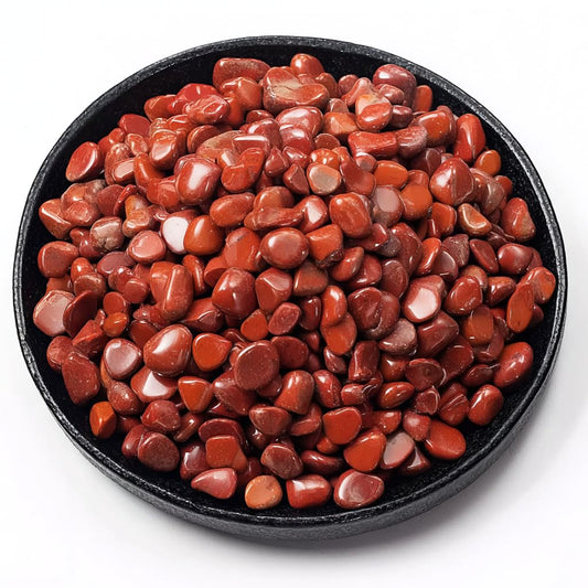 Polished Red Jasper Crystal Chips Bulk 200 Pcs - 0.3" Small Colorful Tumbled Stone Chips Rocks, 10 oz Crushed Sea Glass Vase Filler Stones for Healing, Reiki, Crafting, Home Decor