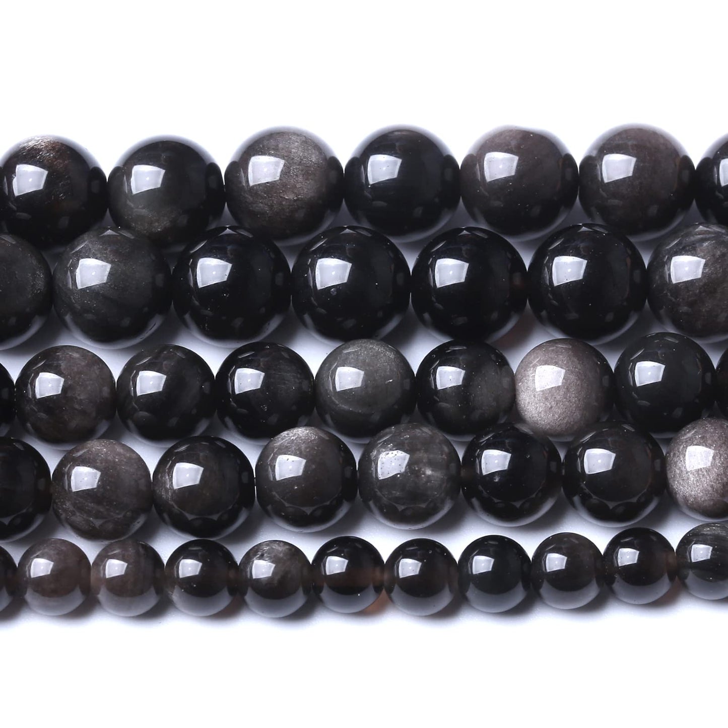 6MM 60PCS Natural Stone Silver Obsidian Loose Beads for Jewelry Making DIY Bracelet