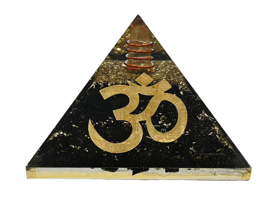 Large Orgone Pyramid | Black Tourmaline Pyramid Crystal | OM Orgonite Pyramid | Organ Pyramids Positive Energy Healing