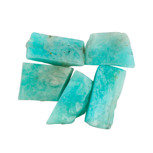 CRYSTALINES 5pcs Natural Raw Amazonite Gemstone, Wholesale Rough Crystals, Bulk Loose Stones Supplies, DIY Artisan Craft-Jewelry Making, Wire Wrapping, Gem Collection