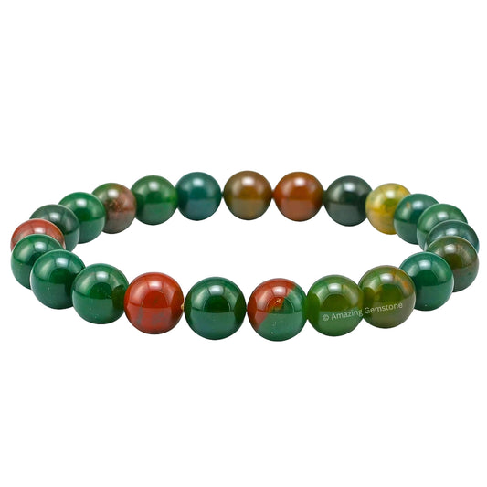 Amazing Gemstone Crystal Bracelet for Women Men's Gifts - Protection Healing Crystal Bracelet - 8mm Gemstone Beaded Stretchable Bracelet Pulseras Para Hombres Mujer Stocking Stuffers Mothers Day Gift (Bloodstone)
