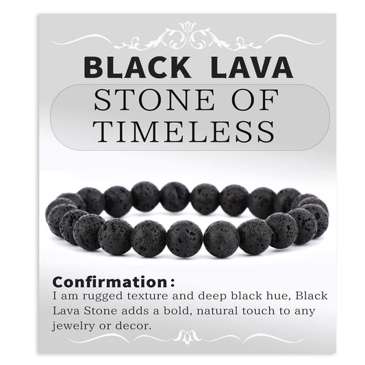 Bymitel 8mm Black Lava - Handmade Reiki Gemstone Stretch Bracelet, Natural Beauty & Spiritual Essence, Crystal Healing for Unisex Adults