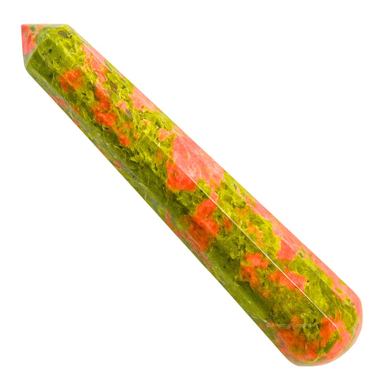 Amazing Gemstone Unakite Crystal Wand Massage Stick - Pelvic Wand Gua Sha for Adults - Crystals and Healing Stones Massage Wands for Adults Gifts (Pointed)