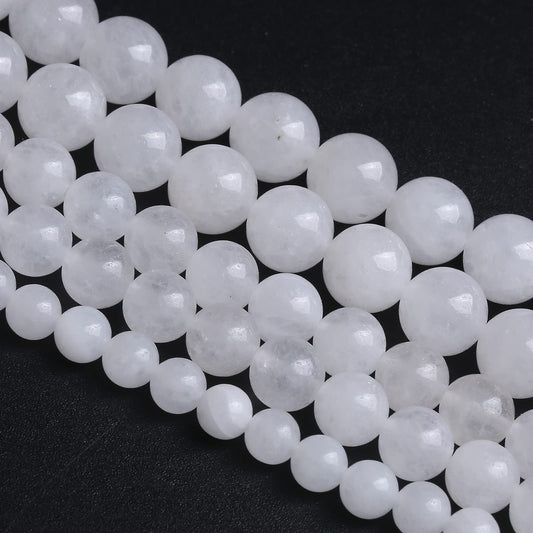 8MM 45PCS Natural Stone White Jade Loose Beads for Jewelry Making DIY Bracelet