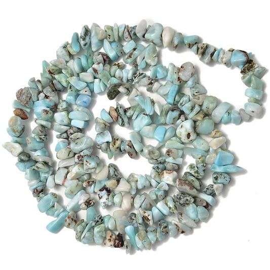 HAAMIIQII 5-8mm Natural Larimar Chips Beads Irregular Freeform Chip Loose Gemstone Beads Semi Precious Stone for Jewelry Making Strand 30 Inch