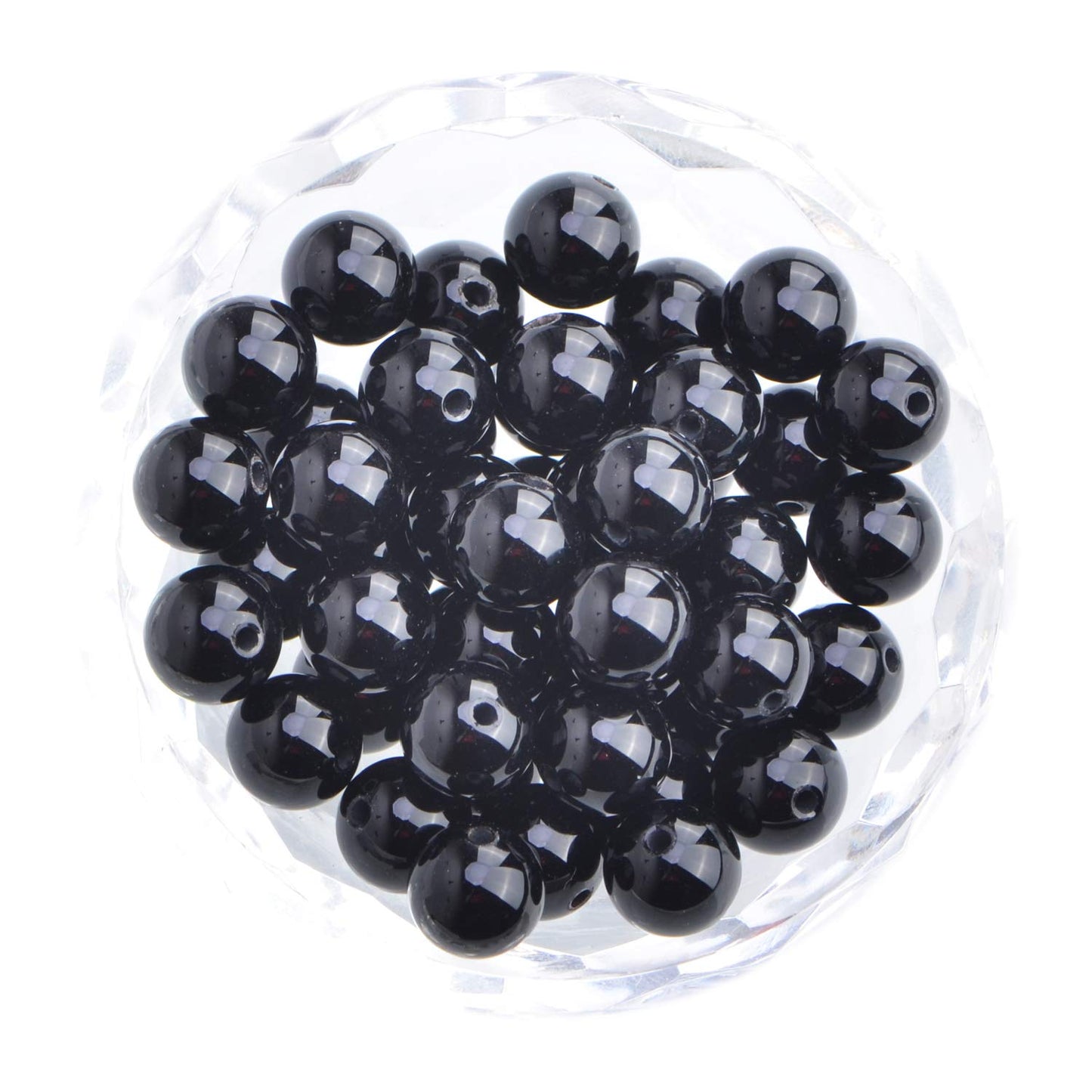 100Pcs Natural Crystal Beads Stone Gemstone Round Loose Energy Healing Beads with Free Crystal Stretch Cord for Jewelry Making (Tourmaline Black, 8MM)