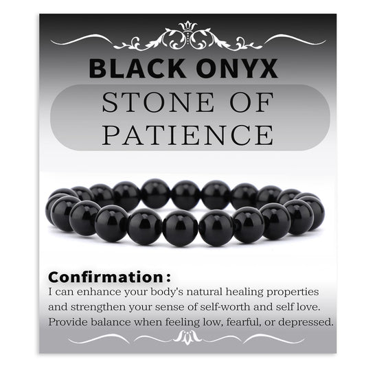 Bymitel 8mm Black Onyx - Handmade Reiki Gemstone Stretch Bracelet, Natural Beauty & Spiritual Essence, Crystal Healing for Unisex Adults