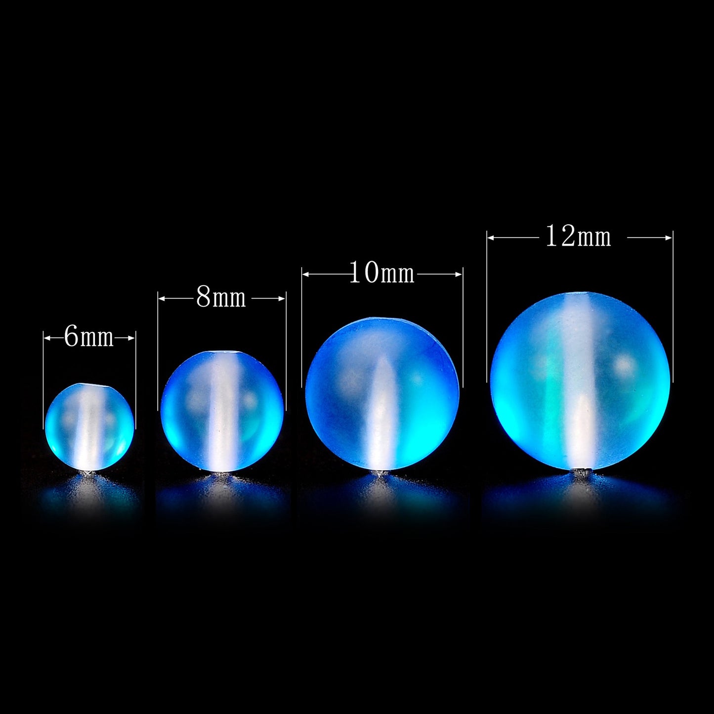 RUBYCA 8mm Round Moonstone Matte Crystal Glass Beads Aura for Jewelry Making Blue, 1 Strand