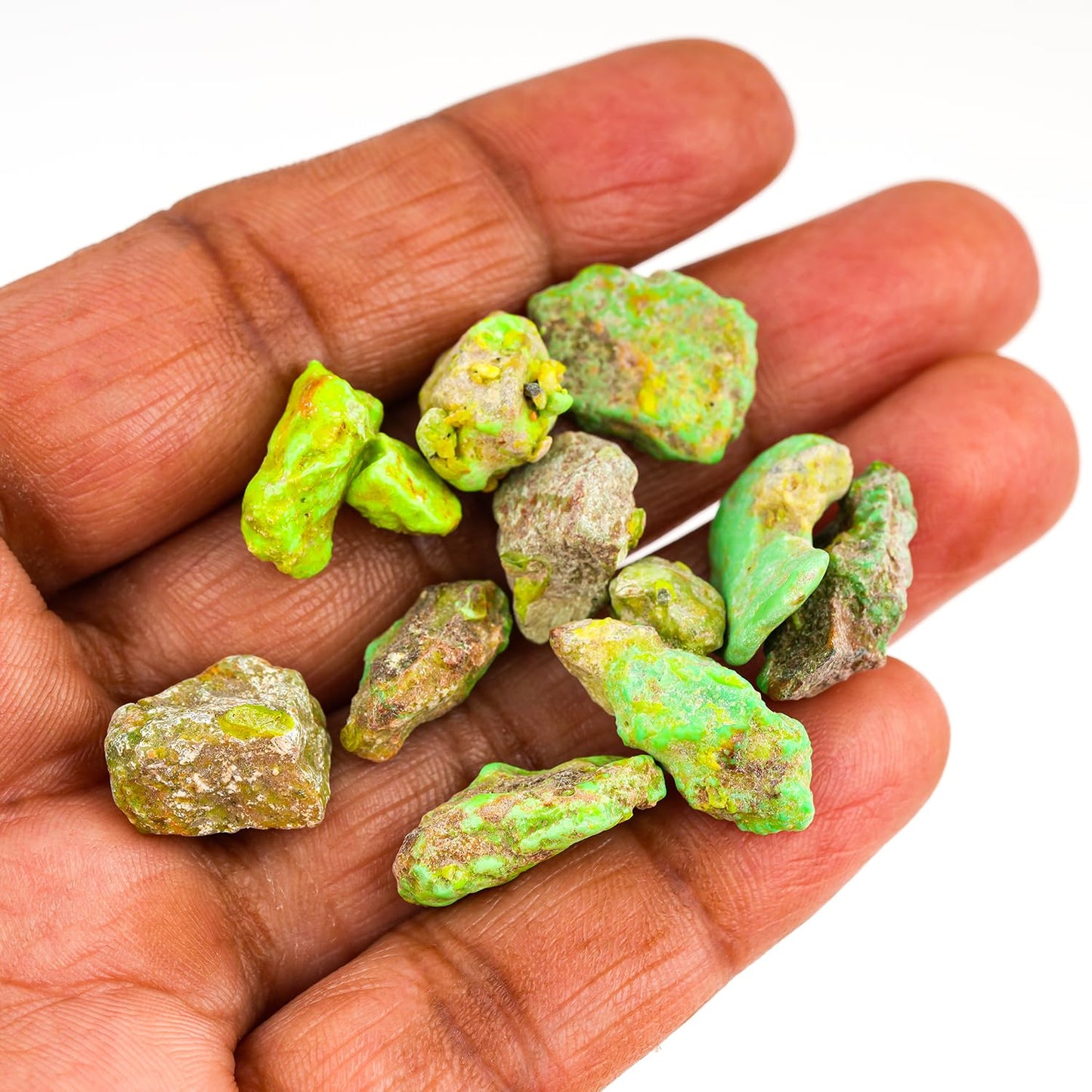 ColouredRocks 50 carats Green Turquoise Crystals, Raw Stones, Rough Gemstones, Jewelry Making Supply, Cabbing, Polishing, Cutting, DIY, Crafts (10-12pcs) (8-12mm)