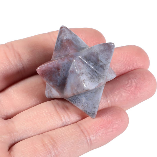 Loveliome Natural India Agate Merkaba Crystal Protection Sacred Meditation Energy Generator Healing Chakra Six-Pointed Star 1 Inch