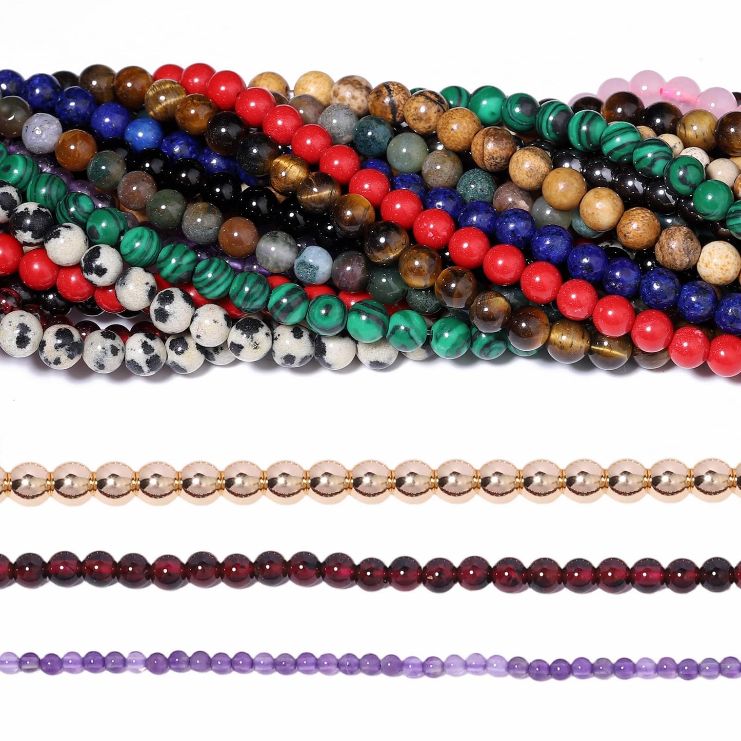 Songxi 180pcs 2mm Amethyst Natural Round Stone Beads for Jewelry Making, Smooth Loose Small Gemstone Beads for Bracelets Necklace, Chakra Stones with Energy Power