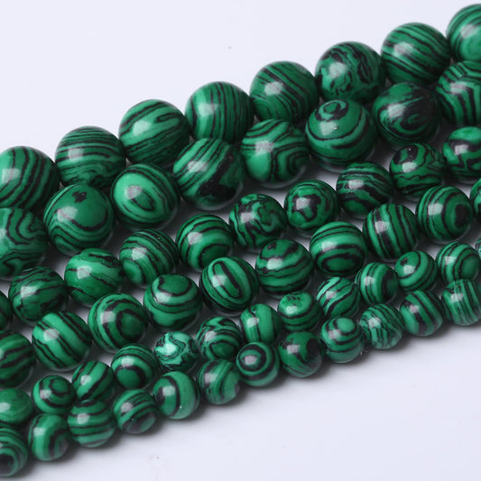 8MM Green Malachite Round Loose Beads Natural Gem Beads Crystal Energy Stone Beads for Jewelry Making DIY Bracelet Necklace