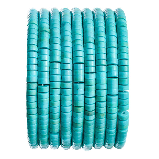 Natural Blue Turquoise Stone Spacer Beads 4x2mm 38cm/str Flat Round Loose Semi Gemstone Caps for Making Bracelets Necklace