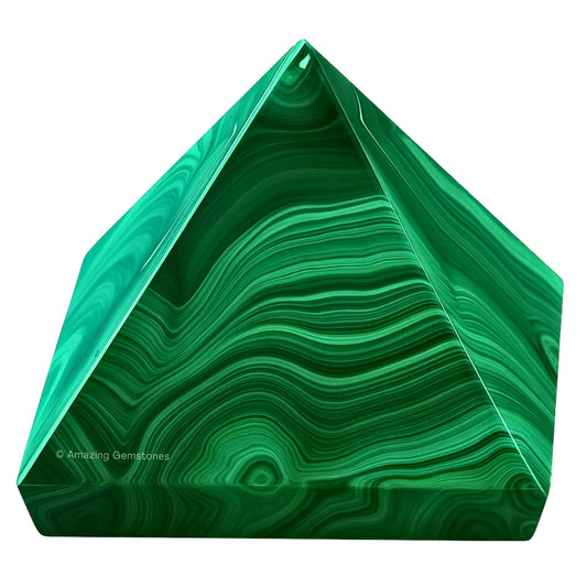 Amazing Gemstone Malachite Pyramid Crystal Healing Stones - 1" Great Pyramid Figurine of Natural Stone Pyramid for Meditation, Reiki, Chakra Balancing and Crystal Pyramids Grid