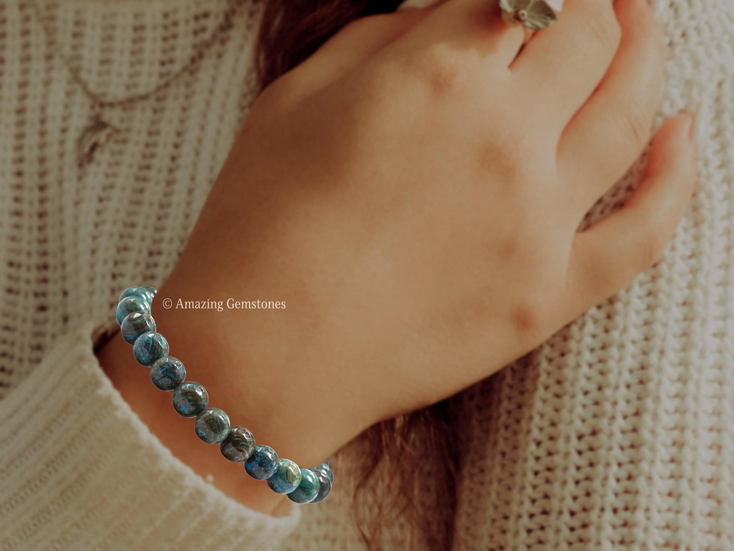 Amazing Gemstone Chrysocolla Bracelet for Women - Chakra Mens Bracelet Protection Crystals and Healing Stones - Blessing Bracelet Spiritual Meditation Gift Christmas Stocking