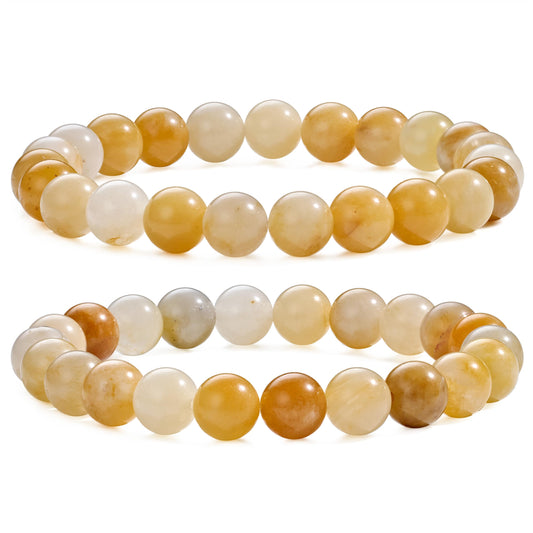 Bivei Natural Gemstone Semi Precious Healing Crystals Handmade Stretchy Round Beads Bracelet, Enhance Positive Energy,Stocking Stuffers for Women(Yellow Jade (Confidence & Optimism)(Large))