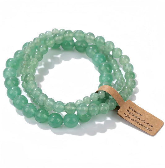 CINSKYING 3Pcs Healing Crystal Green Aventurine Bracelets for Women Men 8mm 6mm 4mm Natural Stone Beaded Stretch Bracelet Jewelry Gifts for Women Girl (T4-Green Aventurine)
