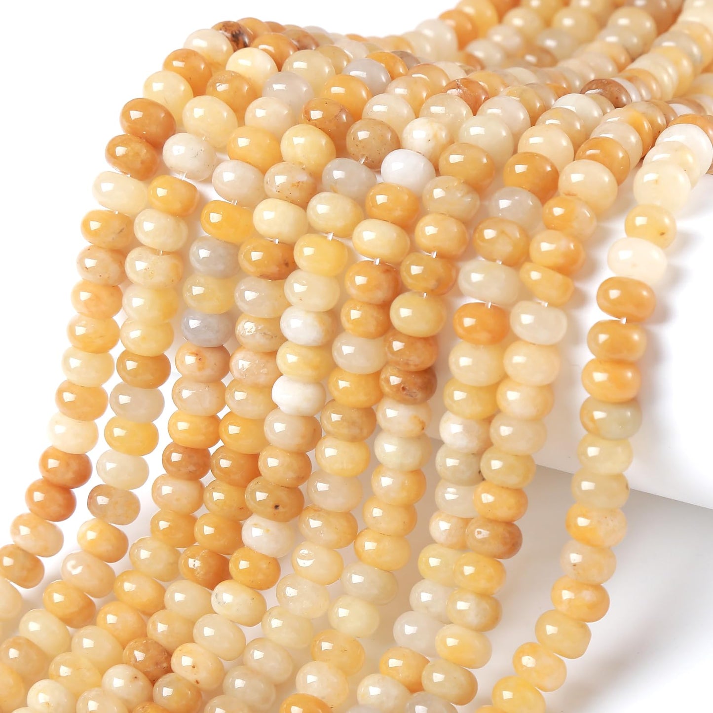 5x8MM 72PCS Yellow Jade Tube Rondelle Abacus Disk Spacer Loose Beads for Jewelry Making