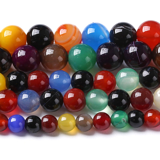 Natural Colorful Agates Stone Beads for Jewelry Making Round Gemstone Beads DIY Bracelet Necklace 180pcs 4MM 2 Strands 32"