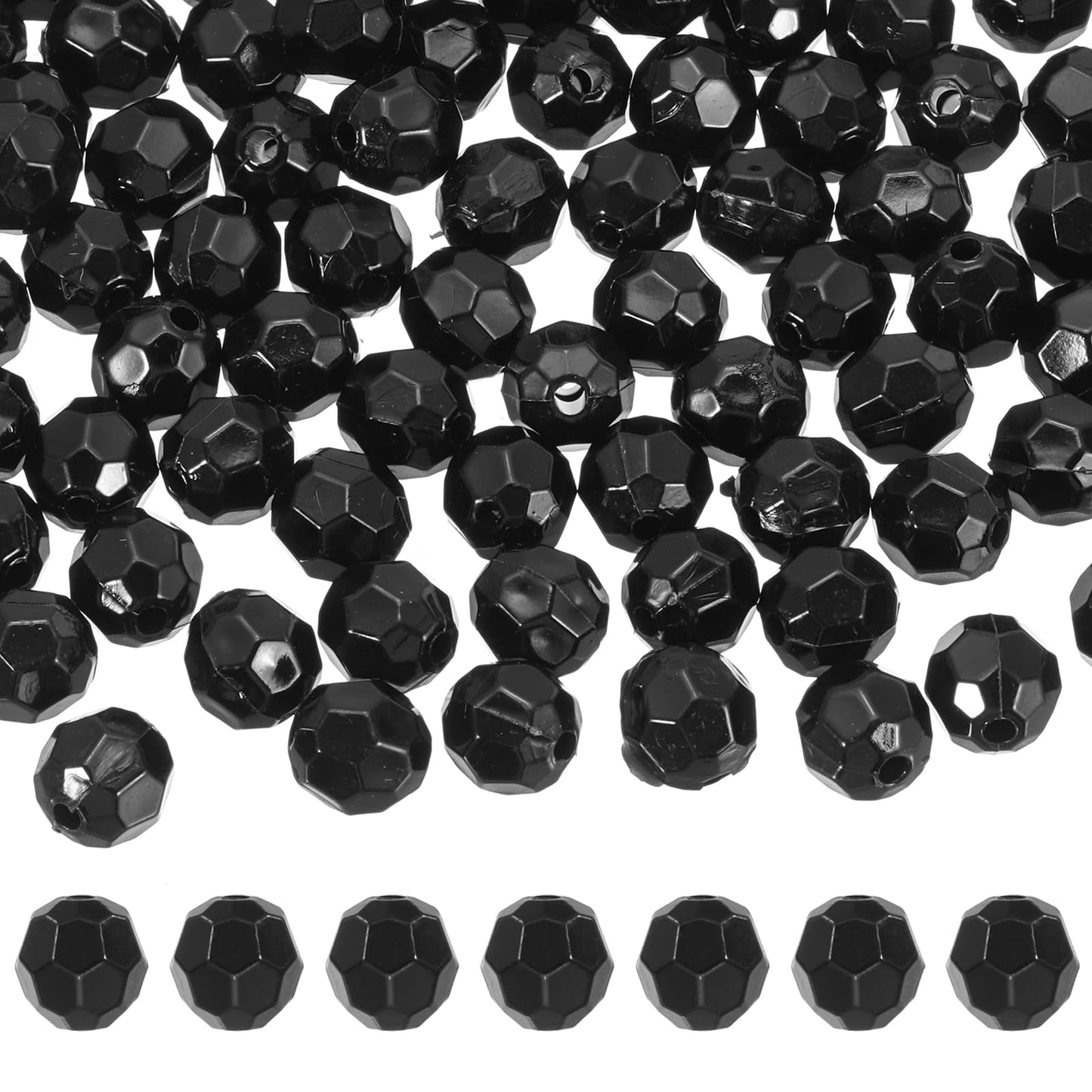 MECCANIXITY 400pcs Czech Faceted Bicone Beads 8mm Glass Spacer Bead Bulk for Jewelry Making & DIY Craft, Black